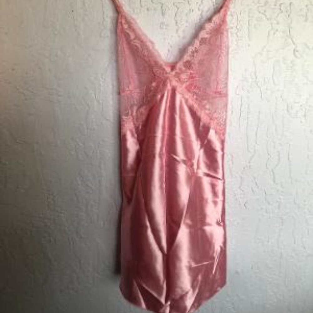 Contrast Lace Satin Slips With Thong